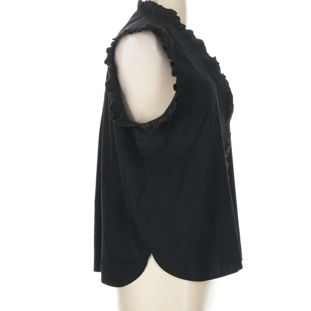 FINLEY Byrdee Sleeveless Silky Poplin Black Ruffled Top Black Size Large - Picture 4 of 9